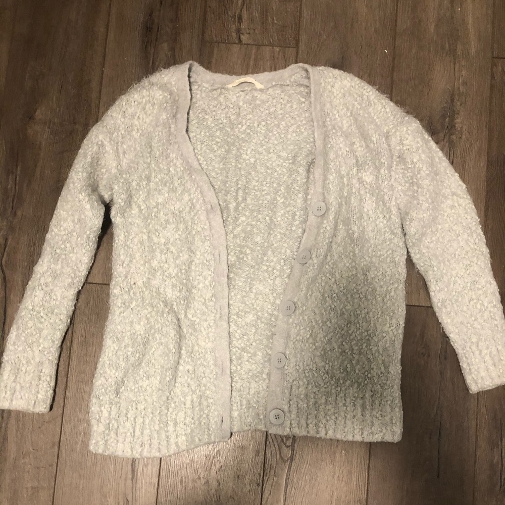 Light Grey/Blue Fuzzy Cardigan